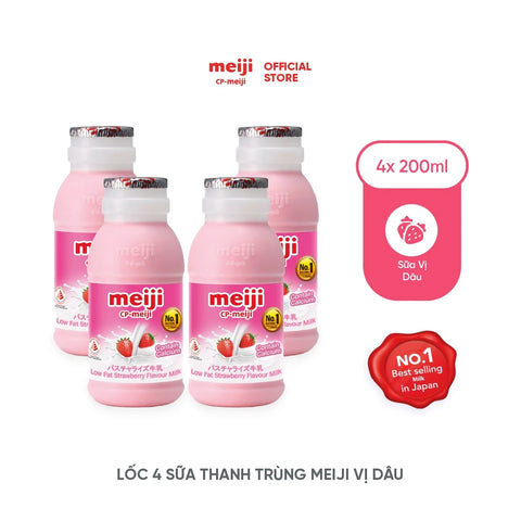 Sữa Tươi Thanh Trùng ít béo hương vị Dâu Meiji 4x200ml - Cty CP TM TAG Milk #